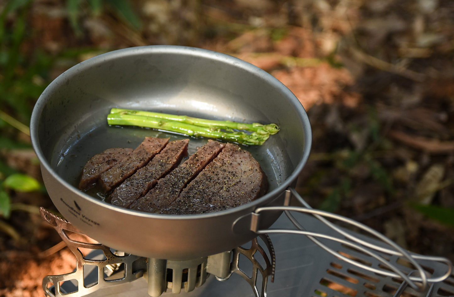 Boundless Voyage Titanium Frying Pan with Folding Handles & Lid – Ultralight Outdoor Camping Skillet & Griddle | Durable, Portable & Eco-Friendly Tableware