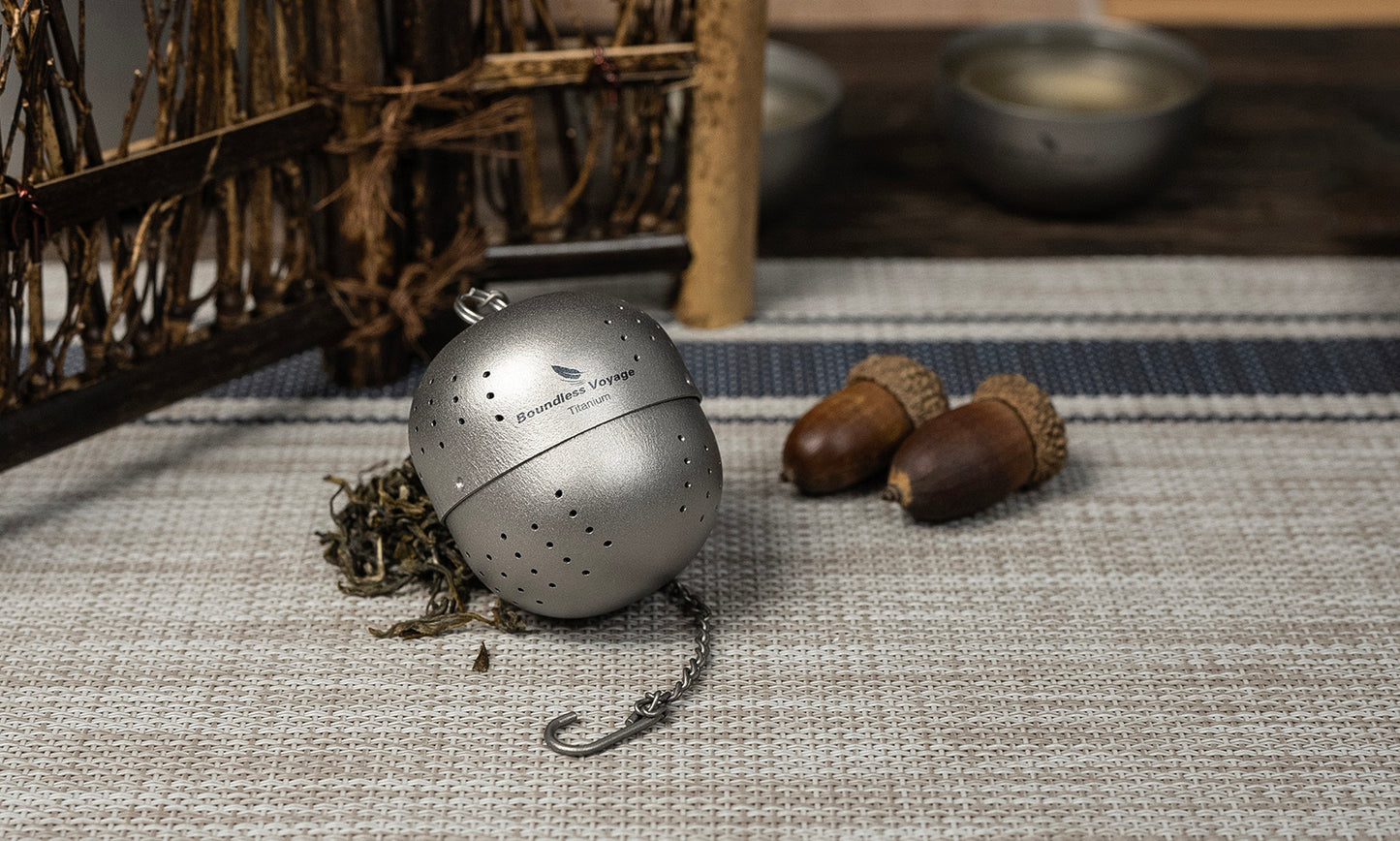 Boundless Voyage Titanium Tea Ball Infuser – Lightweight Loose Leaf Tea Strainer with Extended Chain, Fine Mesh Tea Filter for Mug, Teapot & Spices