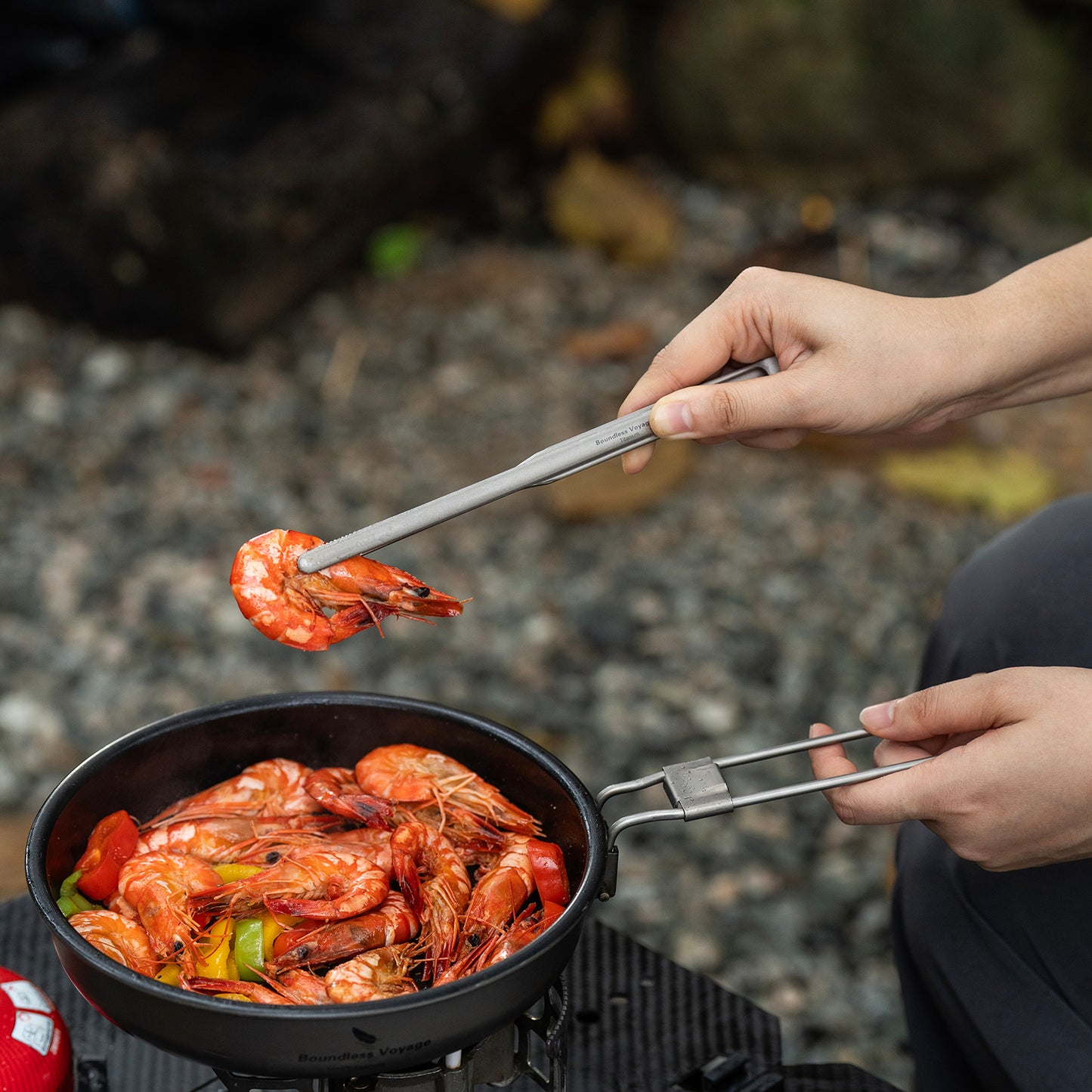 Boundless Voyage Titanium BBQ Tongs 21cm – Ultralight Heat-Resistant Grilling Tongs for Camping, Outdoor Cooking & BBQ