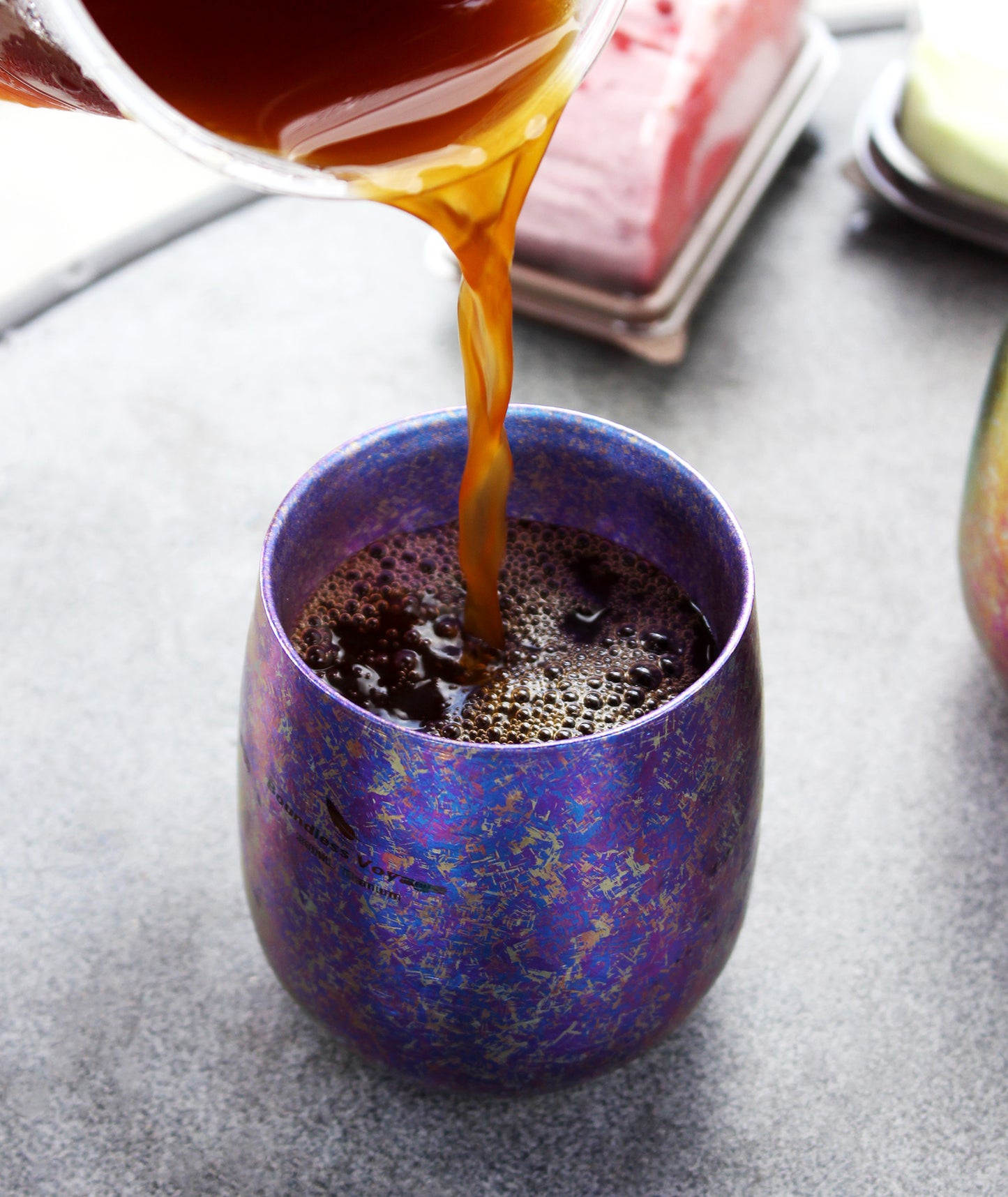 Boundless Voyage 260ml Double-Wall Titanium Cup – Colorful Insulated Mug with Ice Texture, Ultralight TA1 Titanium Coffee Tea Cup for Camping, Beer & Travel