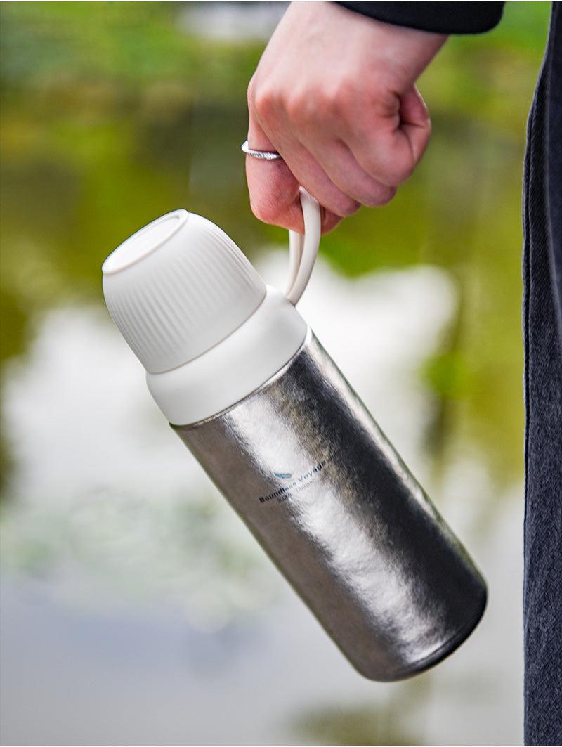 Boundless Voyage Titanium 300ml Vacuum Water Bottle Double-Walled Lightweight Coffee Bottle Leak-Proof Sport Bottle for Travel Outdoor Office