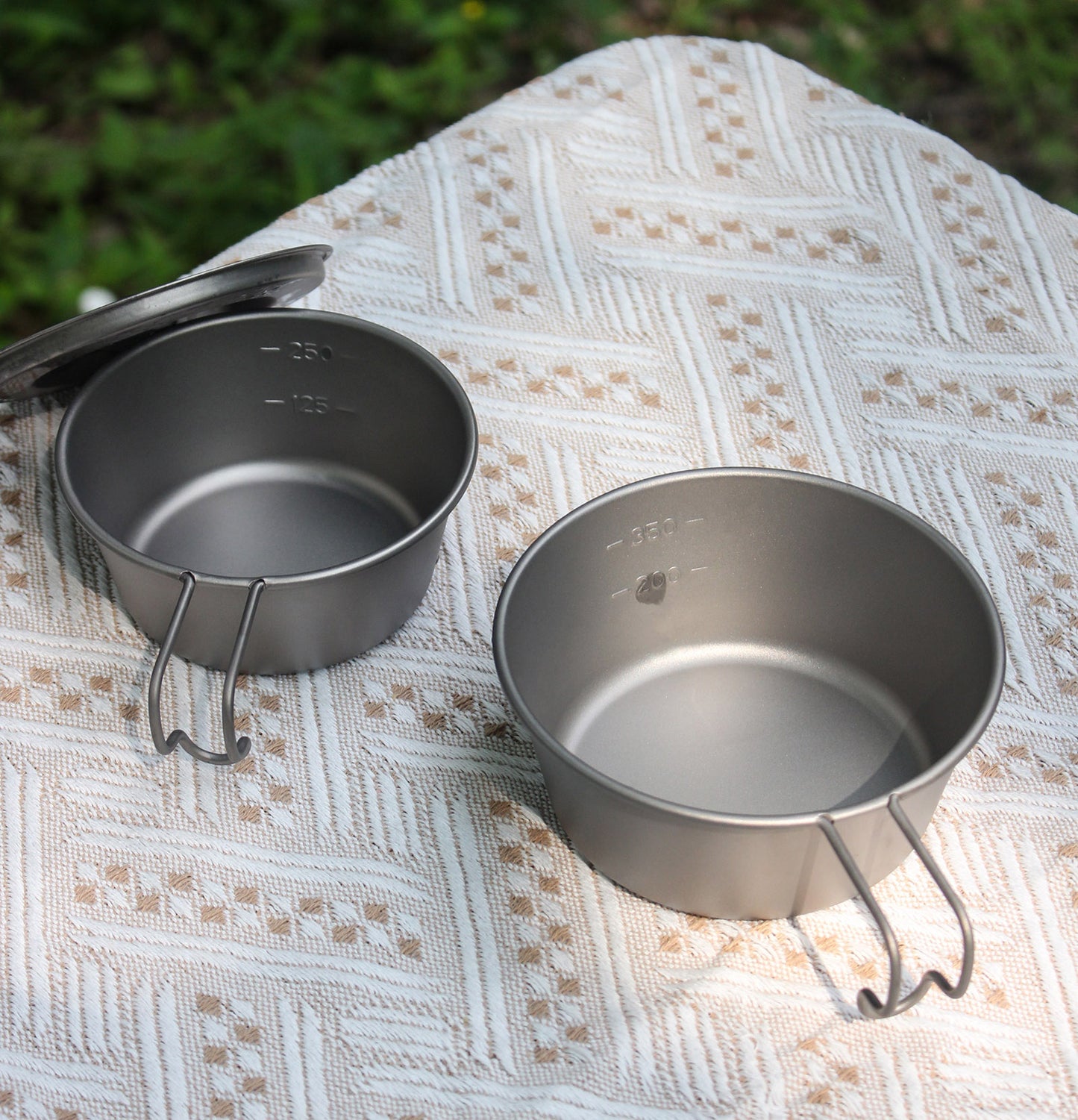 Boundless Voyage Titanium Sierra Cup Set with Lid – 350ml & 520ml Ultralight Camping Mug Bowls for Cooking & Outdoor Use