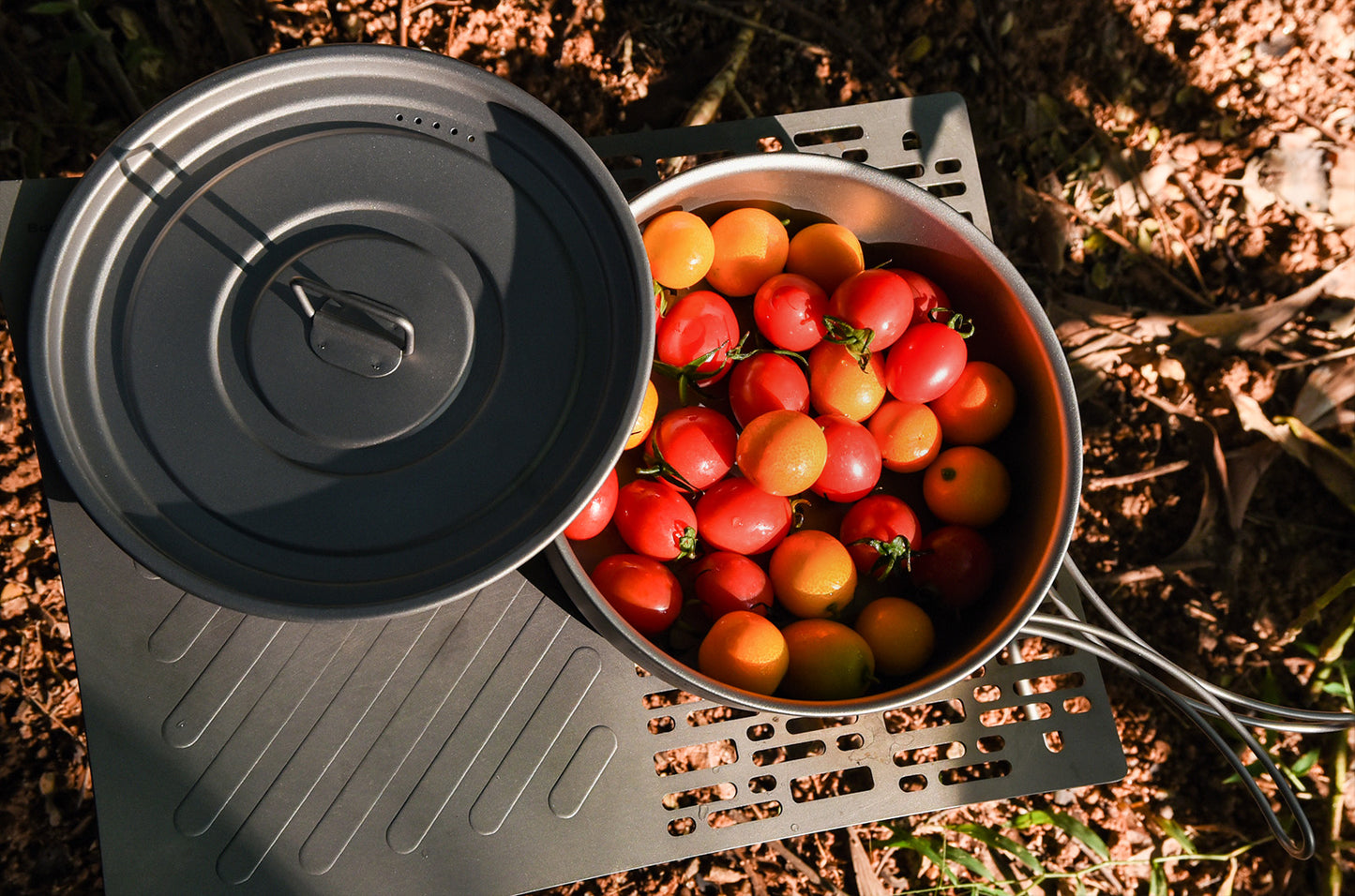 Boundless Voyage Titanium Frying Pan with Folding Handles & Lid – Ultralight Outdoor Camping Skillet & Griddle | Durable, Portable & Eco-Friendly Tableware