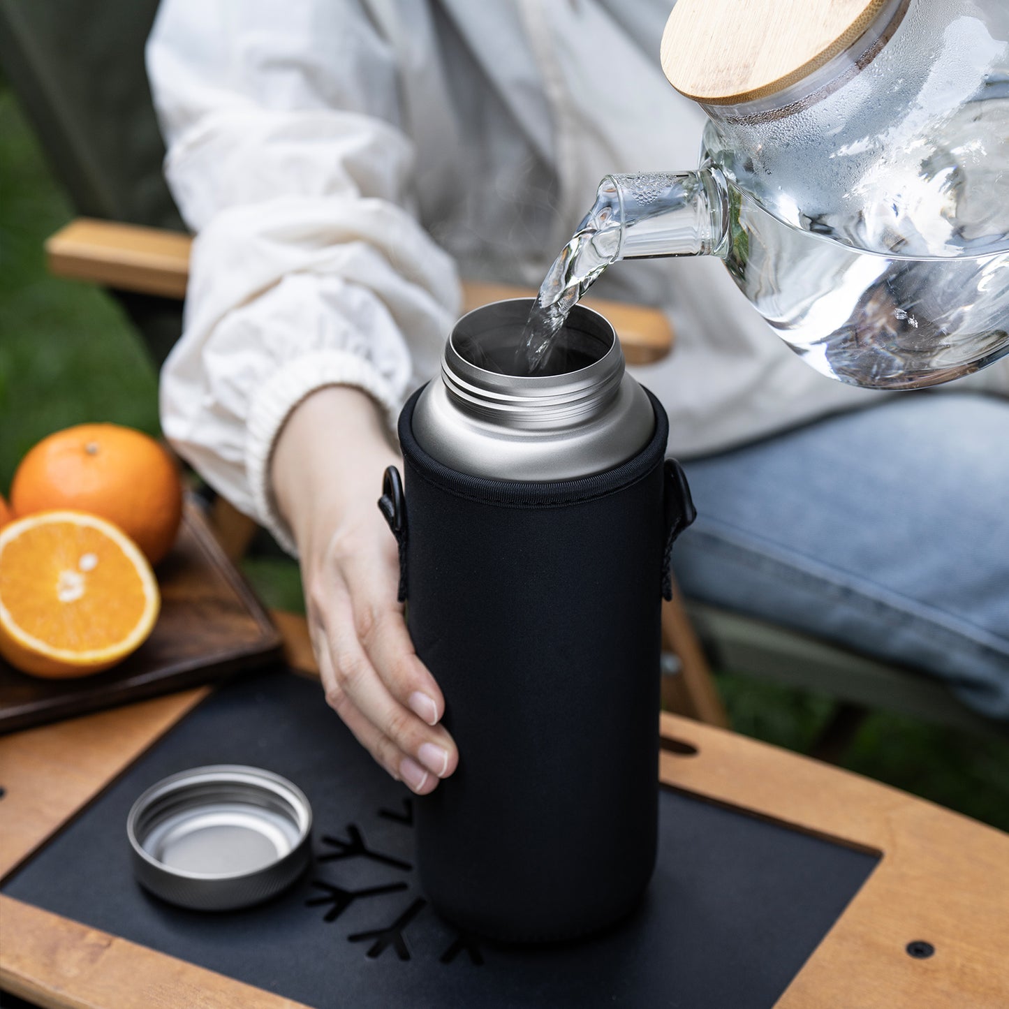 Boundless Voyage 950ml Titanium Water Bottle with Lids – TA1 Ultralight Wide Mouth Canteen for Hiking, Camping & Travel