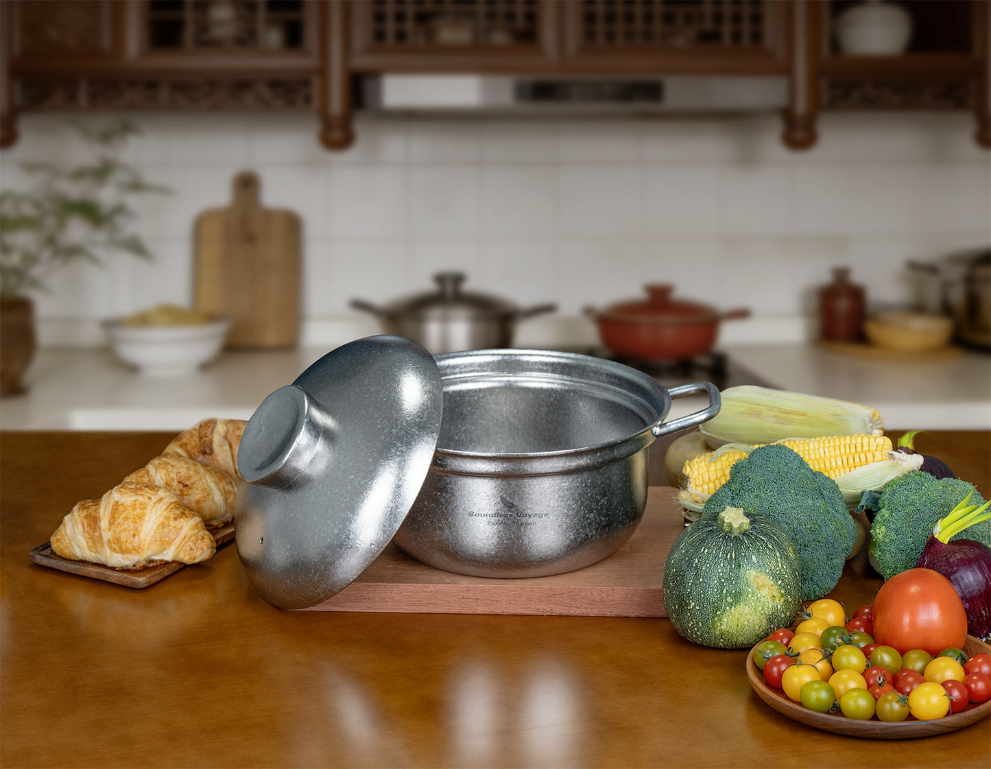 Boundless Voyage 3.5L Titanium Cooking Pot – Heavy-Duty Thick-Wall Stock Pot with Vented Lid for Home Kitchen & Outdoor Cooking