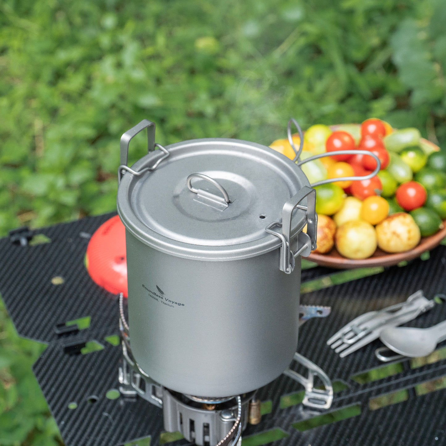 Boundless Voyage Titanium Rice Cooker Pot Ultralight Camping Cookware for Hiking & Travel