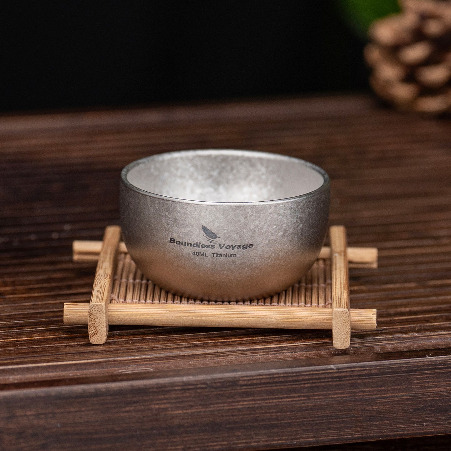 Boundless Voyage Titanium Tea Cup  40ml Ultralight Mini Cup for Camping Travel & Traditional Tea Rituals