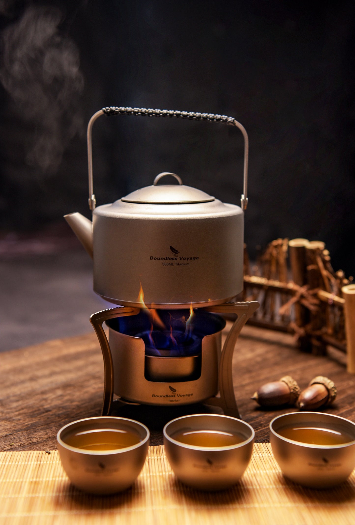 Boundless Voyage 450ml Titanium Teapot Set with 25ml Cup | 122g Ultralight Mini Kettle with Filter & Lifting Handle | Portable Tea Maker for Camping