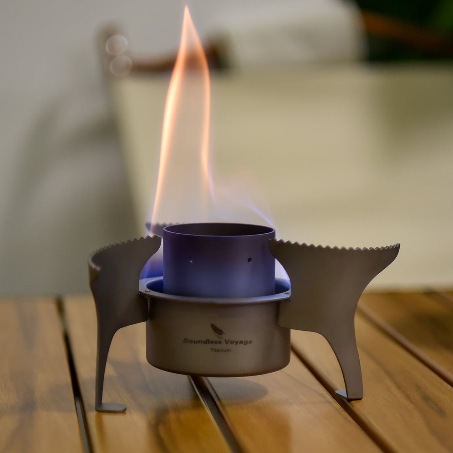 Boundless Voyage Titanium Alcohol Stove with Foldable Stand – Ultralight Spirit Burner for Camping, Backpacking & Outdoor Cooking