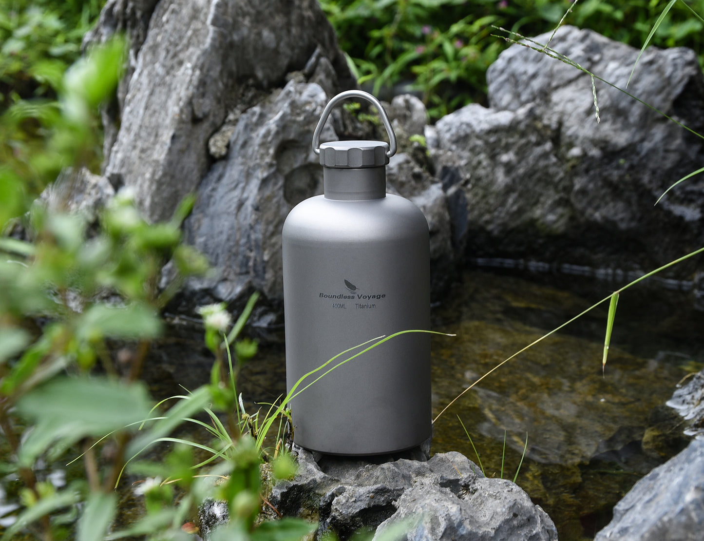 Boundless Voyage Titanium Water Tea Coffee Bottle with Titanium Lid Outdoor Camping Cycling Hiking Sports Picnic Drinkware 400ml