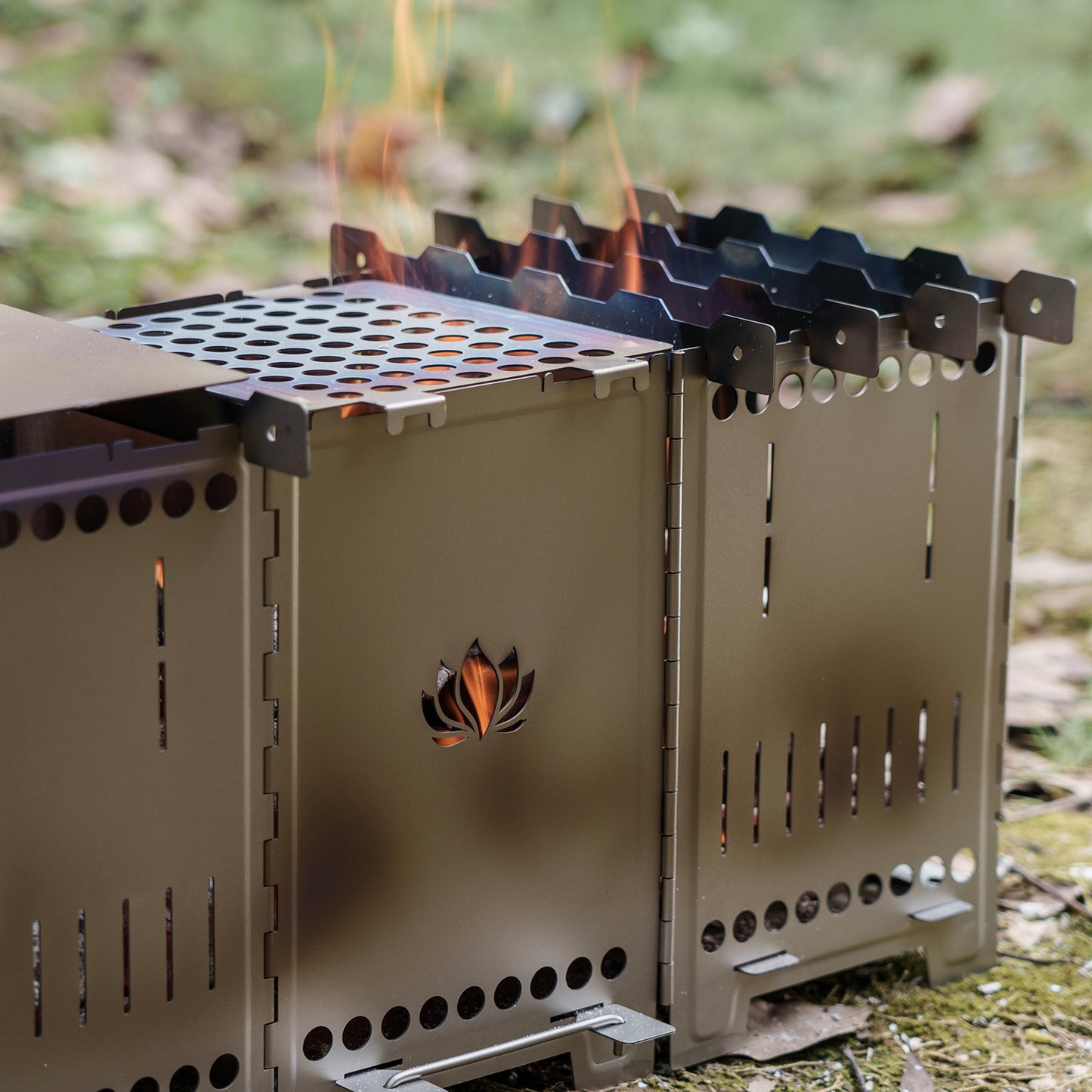 Boundless Voyage Titanium Wood Stove Ultralight Camping Charcoal Burner for Backpacking Hiking & Outdoor Cooking