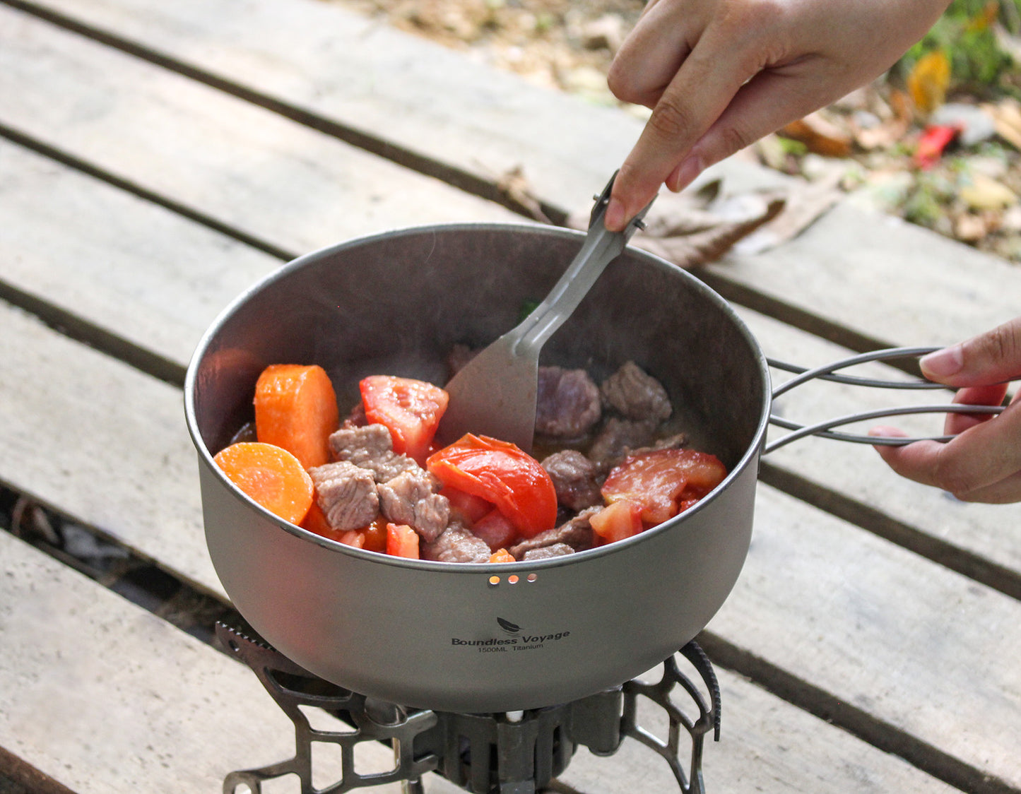 Boundless Voyage Titanium 1.8L Pot & 1000ml Frying Pan Set – Ultralight Steamer & Cookware for Camping, Hiking & Outdoor Cooking