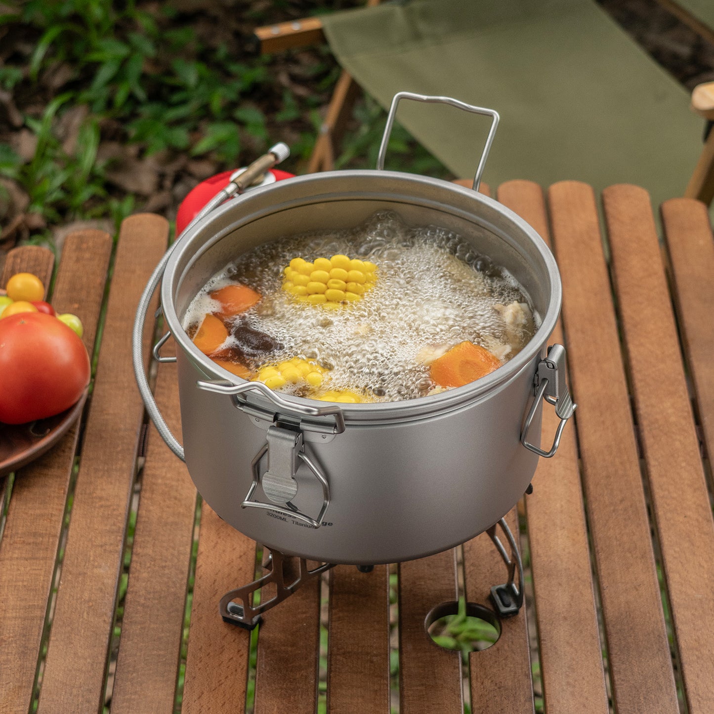 Boundless Voyage Titanium Camping Pot 3.2L  Ultralight Multifunctional Rice Cooker with Perforated Inner Liner for Hiking  Travel