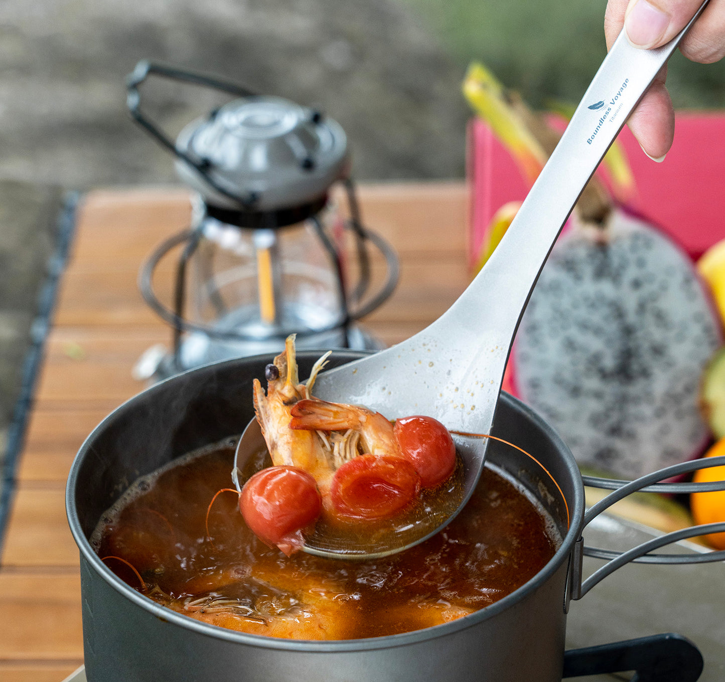 Boundless Voyage Titanium Serving Spoon 21.5cm – Large Ultralight Cooking Spoon for Camping, Outdoor Kitchen & Food Serving