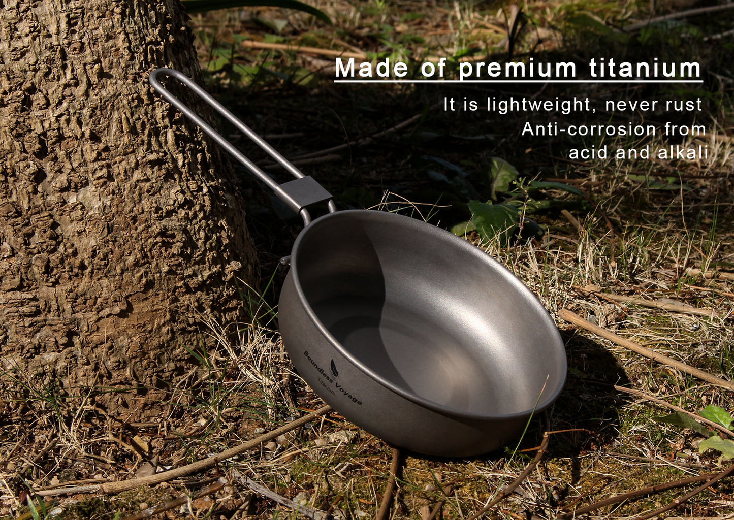 Boundless Voyage Titanium Frying Pan 5 inch Lightweight Nonstick Outdoor Camping Cookware