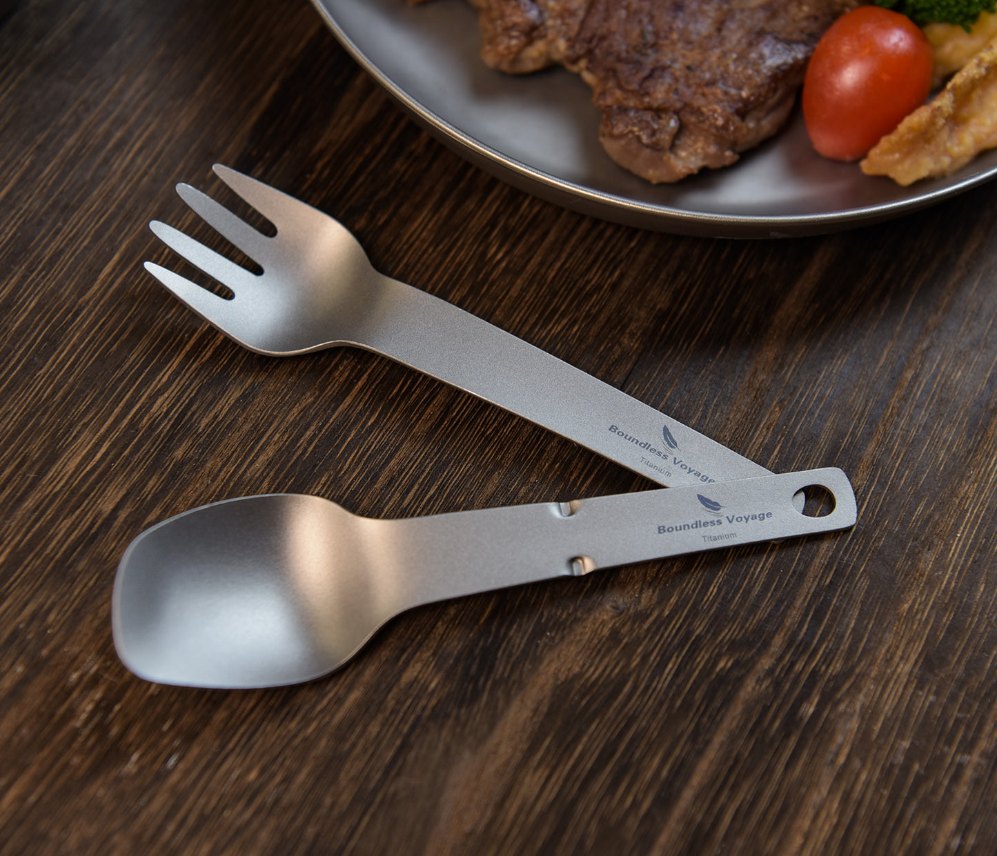 Boundless Voyage Titanium Cutlery Set – Ultralight Camping Knife Fork Spoon Set with Bottle Opener for Travel & Outdoor Use