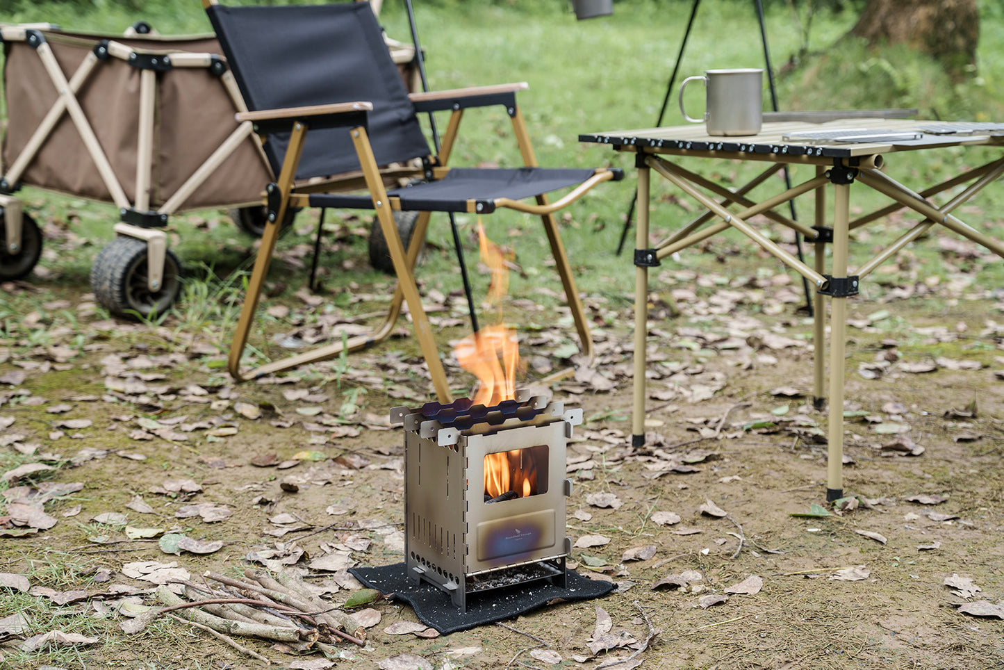 Boundless Voyage Titanium Wood Stove Ultralight Camping Charcoal Burner for Backpacking Hiking & Outdoor Cooking