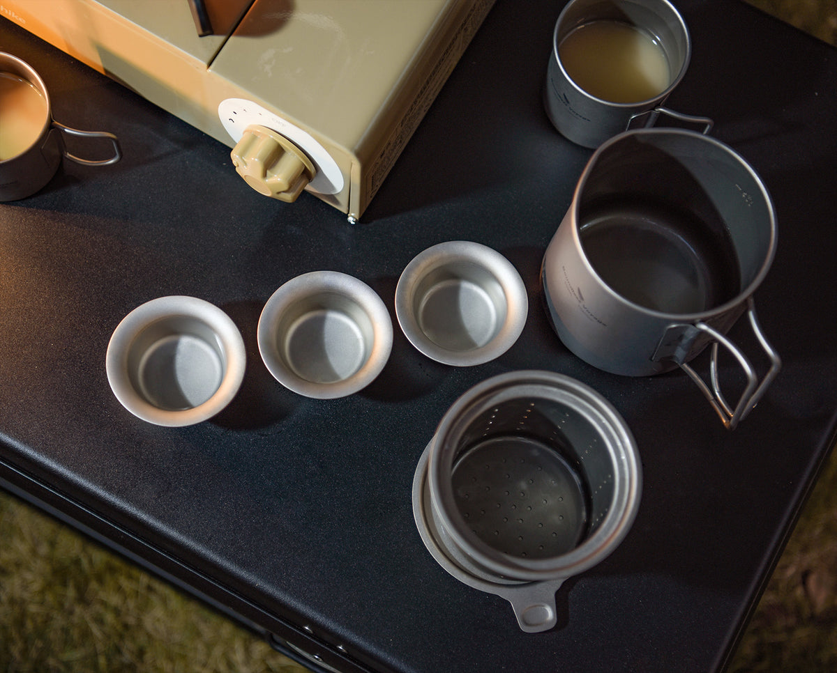 Boundless Voyage 500ml Titanium Camping Cup Set with 3 Mini Cups – Ultralight Tea & Coffee Set for Camping, Hiking & Travel