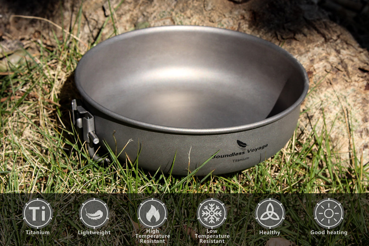 Boundless Voyage Titanium Frying Pan 5 inch Lightweight Nonstick Outdoor Camping Cookware