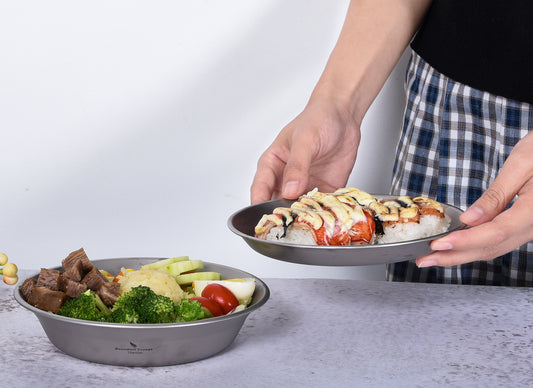 Boundless Voyage Titanium Pan & Bowl with Carry Bag – Ultralight Camping Dish & Plate Tableware for Outdoor Cooking