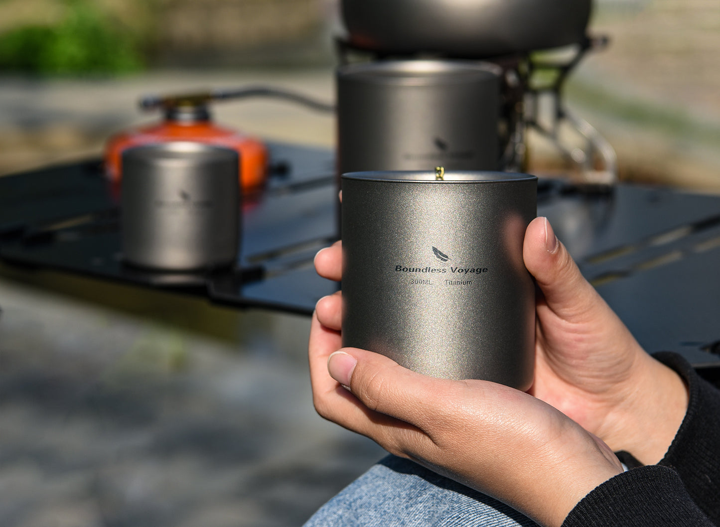 Boundless Voyage 3-Piece Double-Walled Titanium Cup Set | 120ml+180ml+300ml Insulated Camping Mugs | Ultralight Anti-Scalding Nesting Cup Set