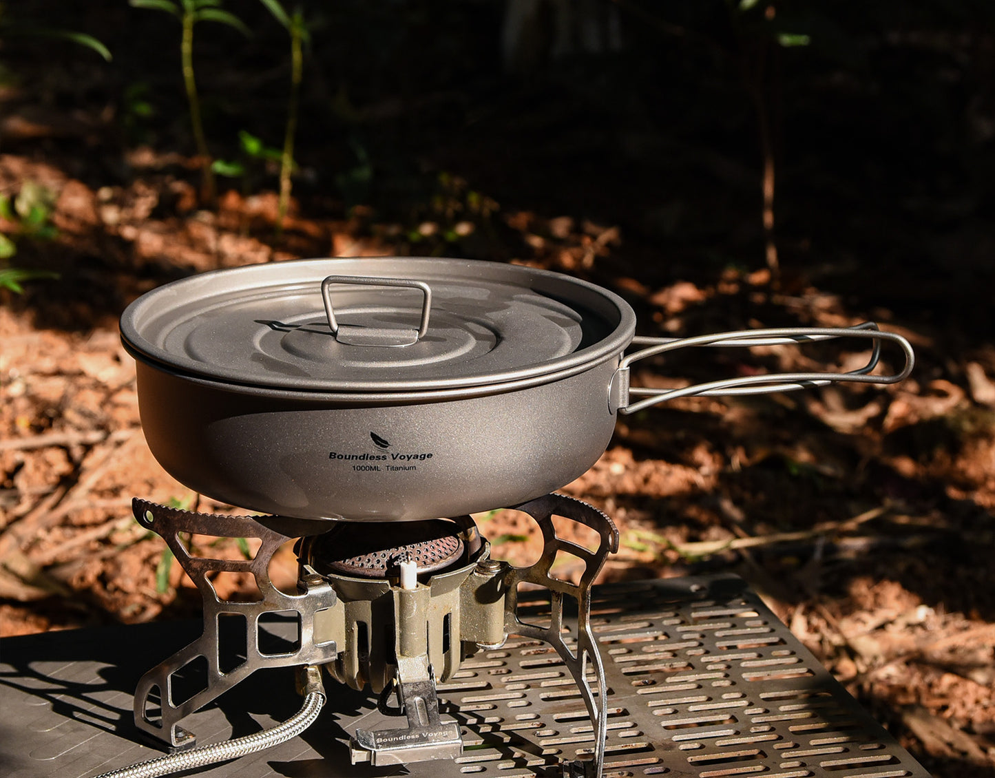 Boundless Voyage Titanium Frying Pan with Folding Handles & Lid – Ultralight Outdoor Camping Skillet & Griddle | Durable, Portable & Eco-Friendly Tableware