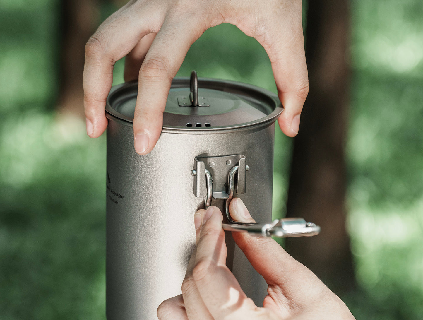 Boundless Voyage TA1 Titanium Outdoor Pot with Lid – Ultralight Folding Handle Camping, Hiking & Picnic Cookware