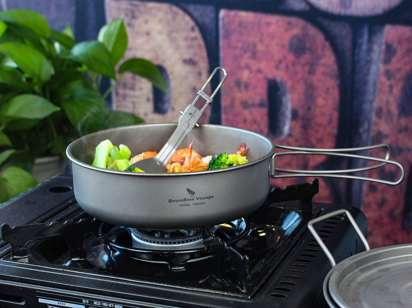 Boundless Voyage Titanium Camping Cookware Set 1900ml+900ml with Steamer – Multifunctional Pot, Frying Pan & Lid Kit, Ultralight Outdoor Cooking System for Hiking & Backpacking
