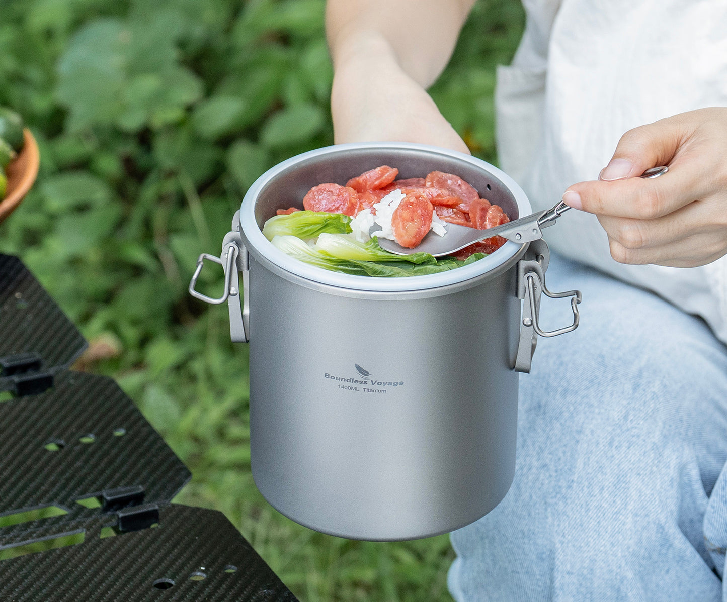 Boundless Voyage Titanium Rice Cooker Pot Ultralight Camping Cookware for Hiking & Travel
