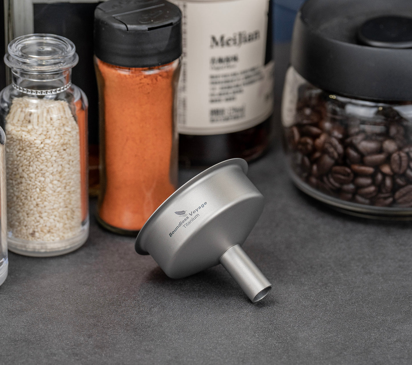 Boundless Voyage Ultralight Titanium Funnel | Food-Grade Portable Pouring Tool for Hip Flasks & Water Bottles | Mini Liquid & Powder Filter for Camping, Travel & Home Use