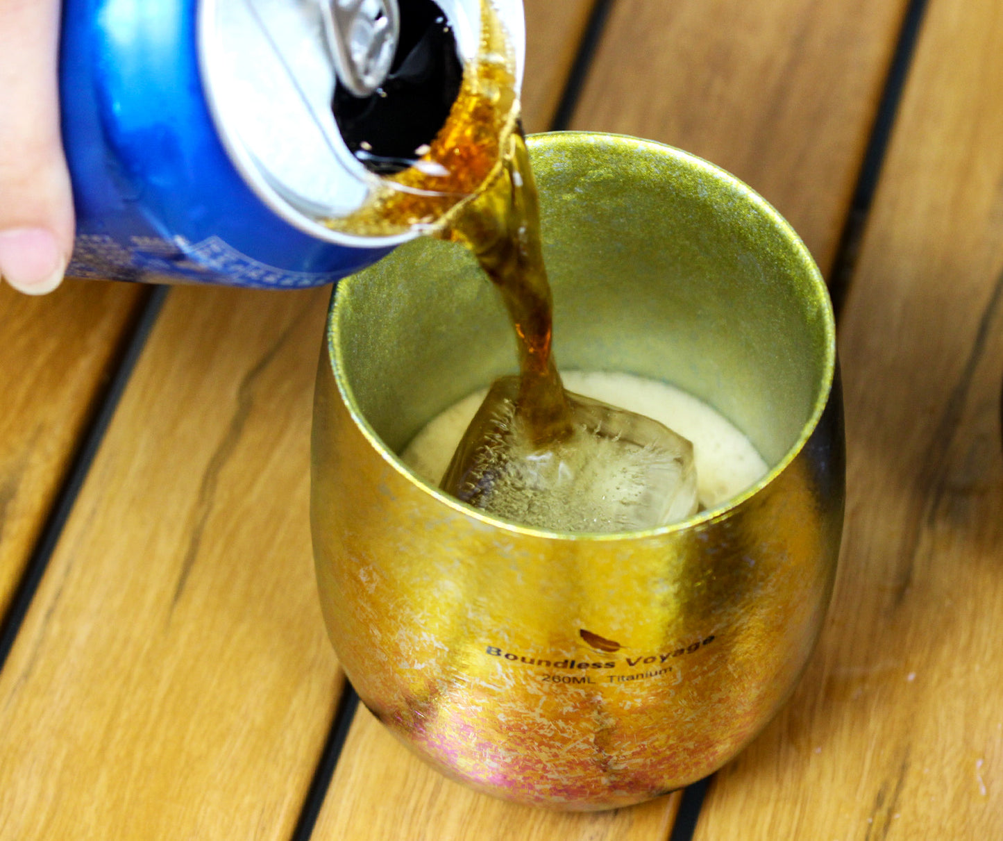 Boundless Voyage 260ml Double-Wall Titanium Cup – Colorful Insulated Mug with Ice Texture, Ultralight TA1 Titanium Coffee Tea Cup for Camping, Beer & Travel