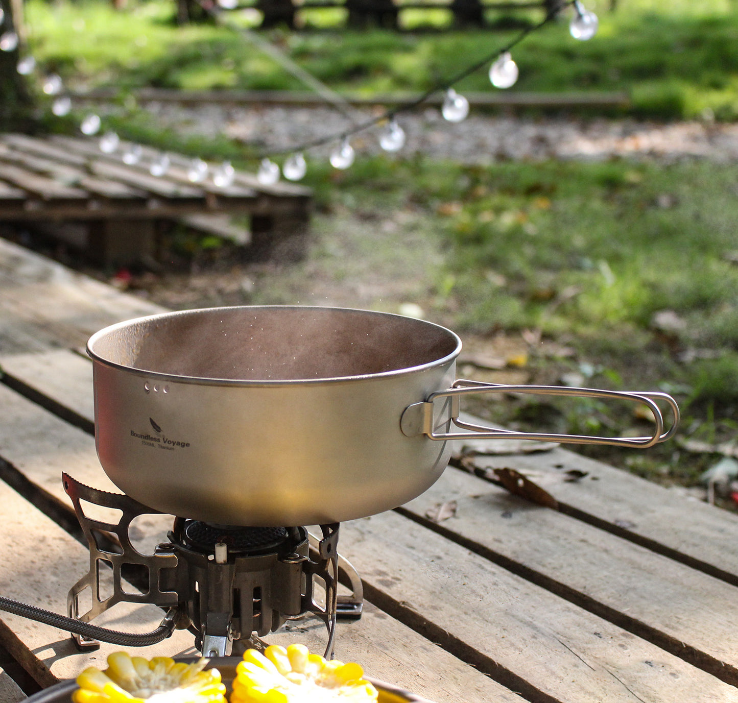 Boundless Voyage Titanium 1.8L Pot & 1000ml Frying Pan Set – Ultralight Steamer & Cookware for Camping, Hiking & Outdoor Cooking
