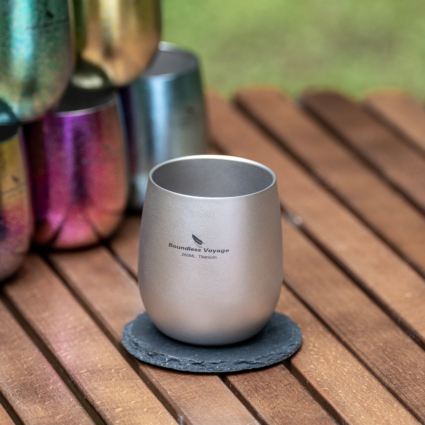 Boundless Voyage Titanium Double-Wall Cup – Ultralight TA1 Camping Coffee Mug for Travel, Hiking & Outdoor Use