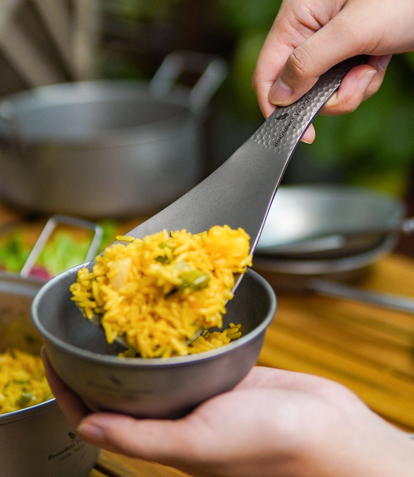 Boundless Voyage Titanium Rice Spoon Pure Titanium Thickened Rice Paddle for Camping, Outdoor Cooking & Home Kitchen