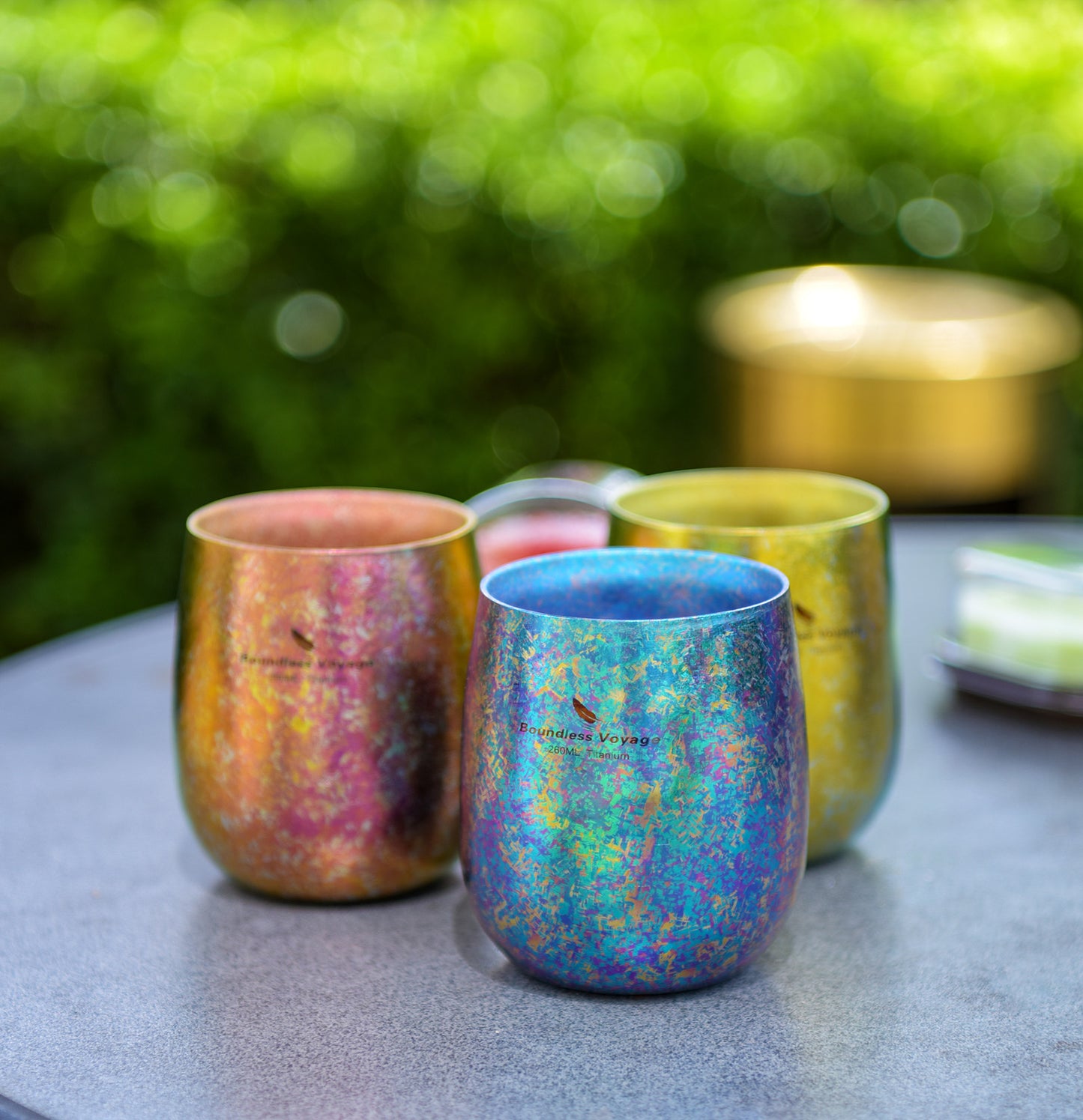 Boundless Voyage 260ml Double-Wall Titanium Cup – Colorful Insulated Mug with Ice Texture, Ultralight TA1 Titanium Coffee Tea Cup for Camping, Beer & Travel