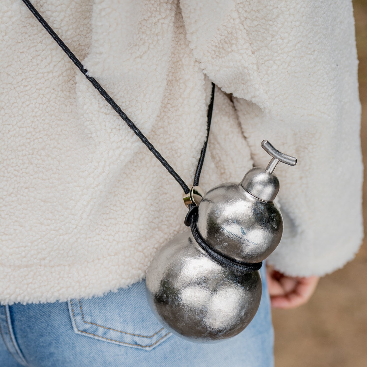 Boundless Voyage Premium Titanium Gourd Flask  | 500ml Crystallized Ice-Texture Canteen | Ultralight & Rustproof Alcohol Drinkware for Hiking & Camping