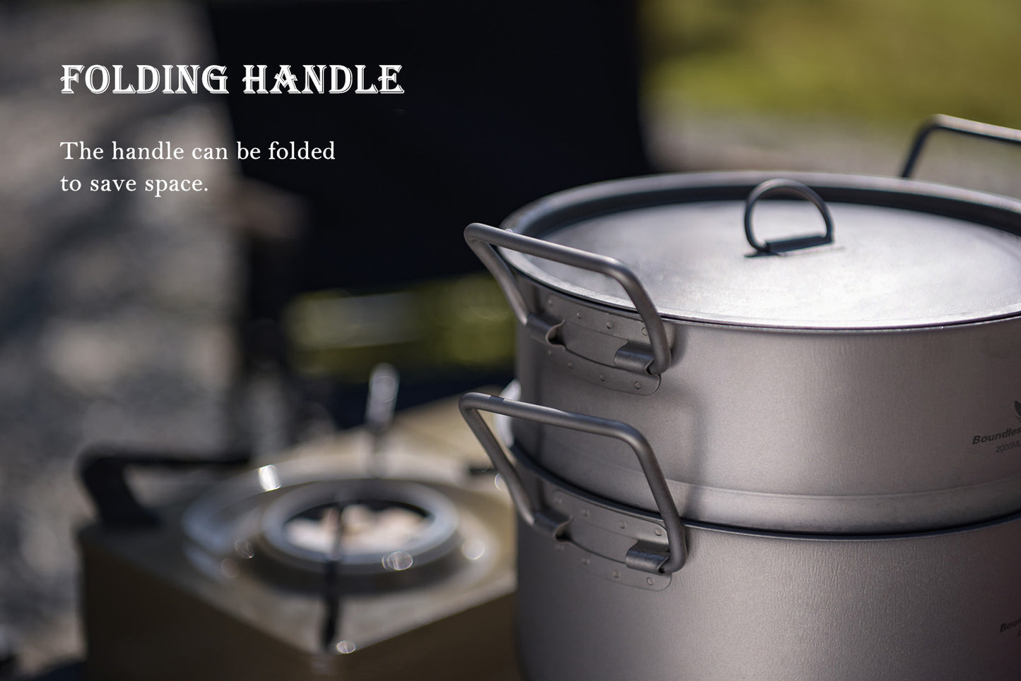 Boundless Voyage Titanium Pot with Steamer 2.2L +1.8L – Ultralight Multifunctional Camping Cookware with Steamer & Lid, TA1 Titanium Outdoor Cooking Kit for Camping, Hiking & Travel