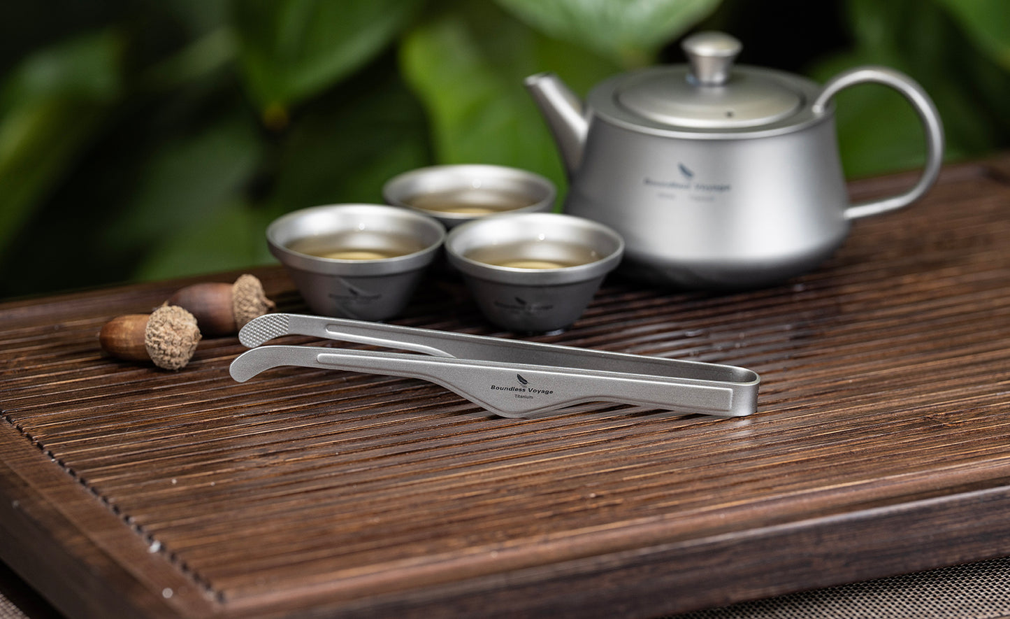 Boundless Voyage Titanium Tongs 17cm – Ultralight Anti-Scald Tweezers for BBQ, Cooking, Tea & Outdoor Use