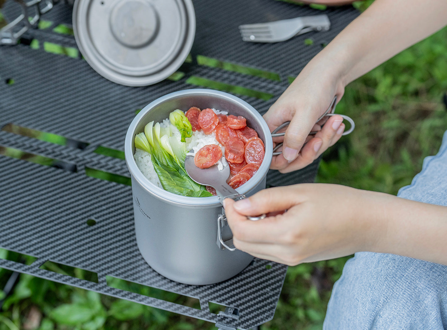 Boundless Voyage Titanium Rice Cooker Pot Ultralight Camping Cookware for Hiking & Travel