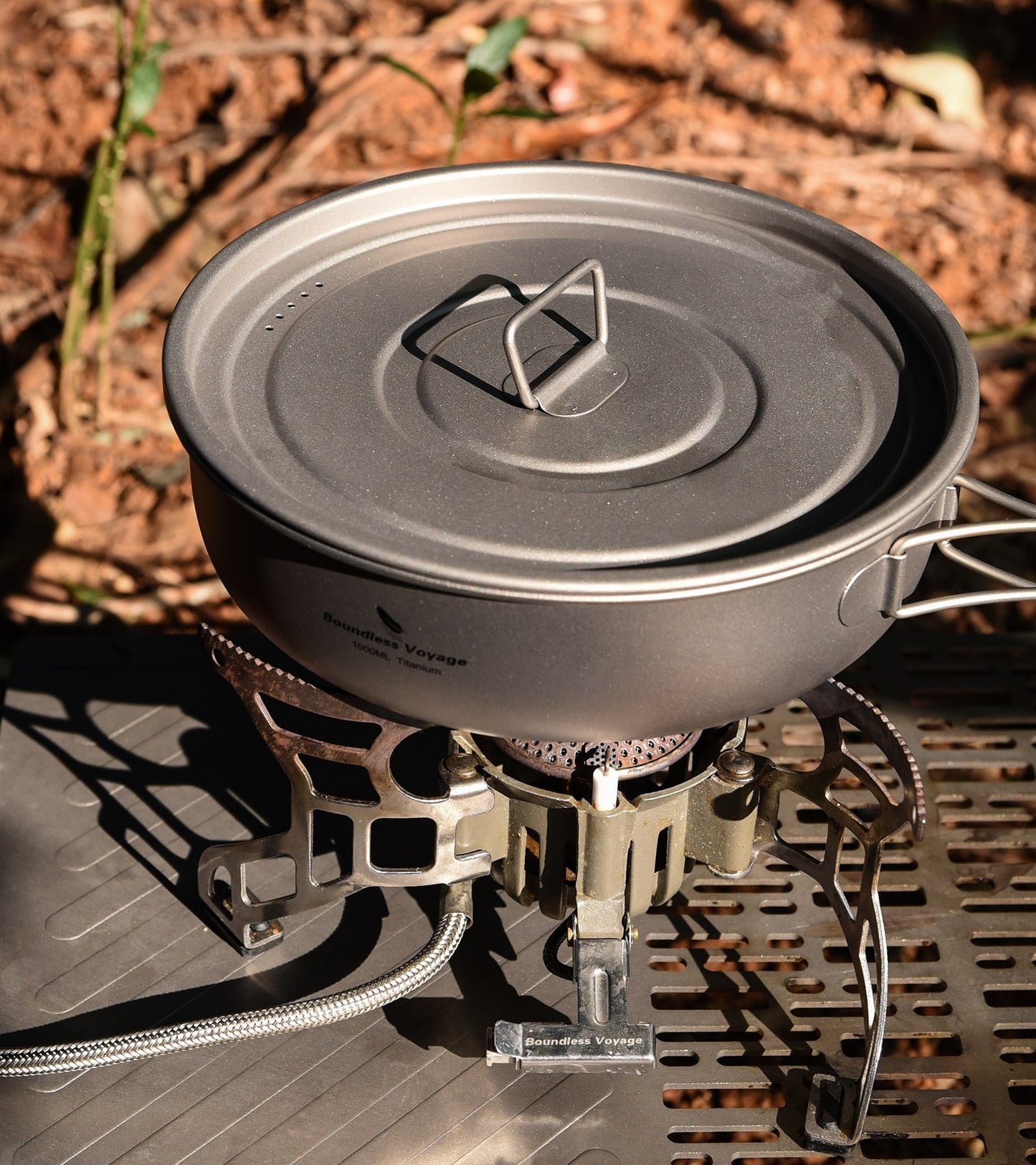 Boundless Voyage Titanium Frying Pan with Folding Handles & Lid – Ultralight Outdoor Camping Skillet & Griddle | Durable, Portable & Eco-Friendly Tableware
