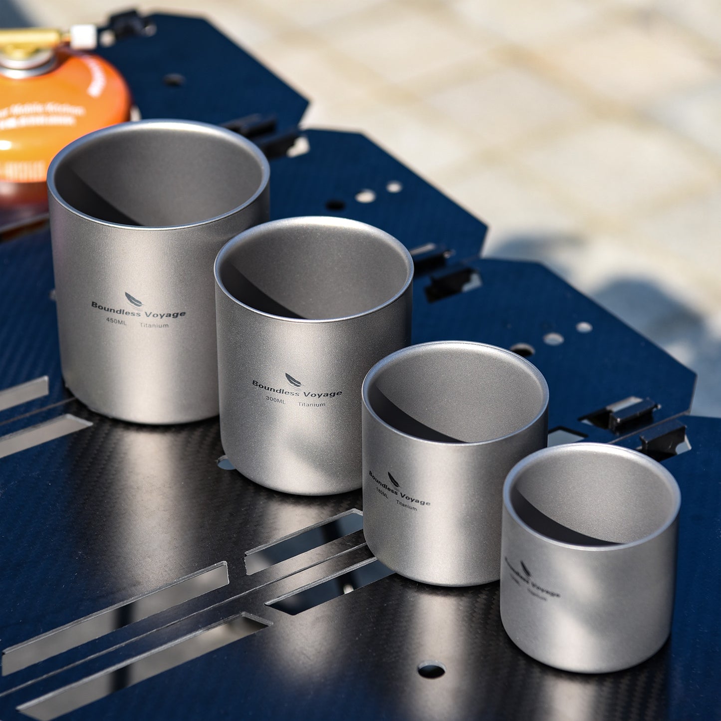 Boundless Voyage 3-Piece Double-Walled Titanium Cup Set | 120ml+180ml+300ml Insulated Camping Mugs | Ultralight Anti-Scalding Nesting Cup Set