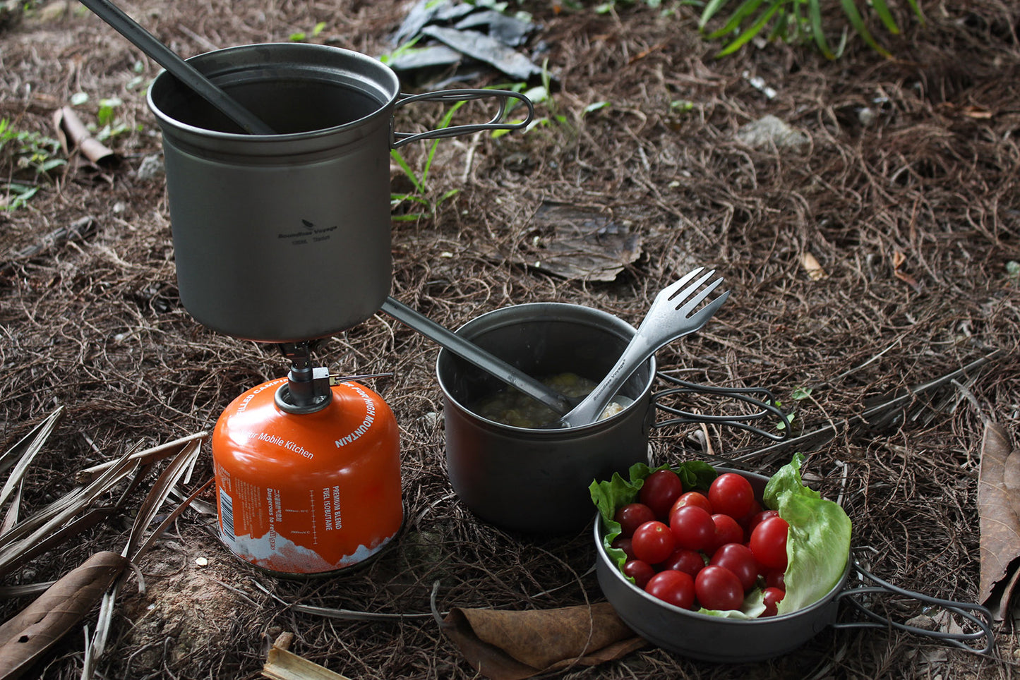 Boundless Voyage TA1 Titanium Camping Cookware Set – 500ml + 900ml + 1080ml Ultralight Pot & Bowl Mess Kit with Folding Handles