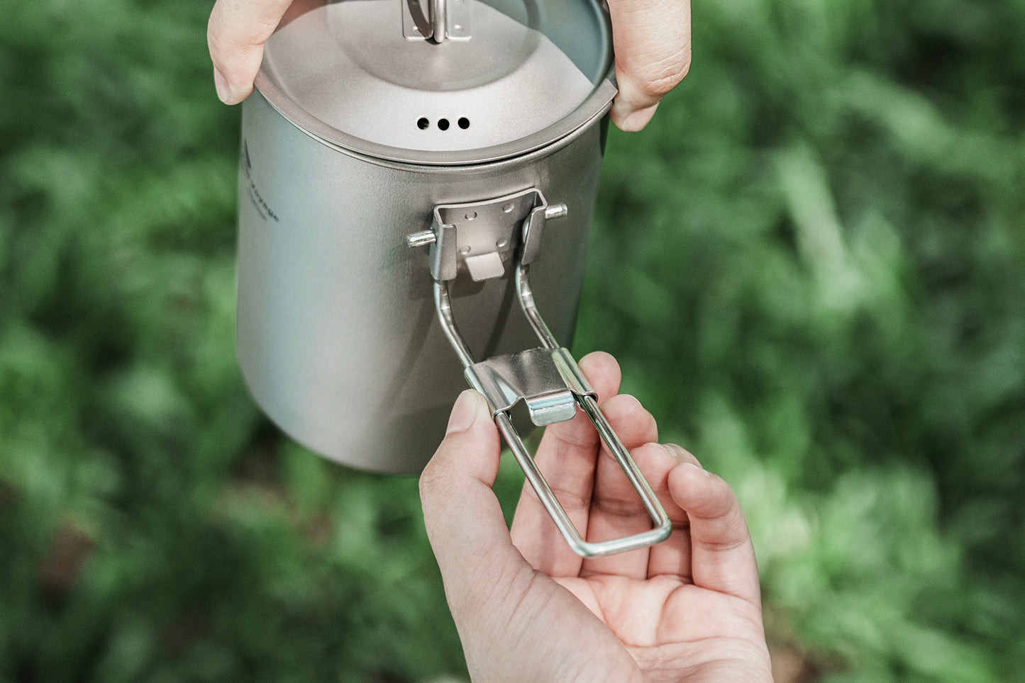 Boundless Voyage TA1 Titanium Outdoor Pot with Lid – Ultralight Folding Handle Camping, Hiking & Picnic Cookware