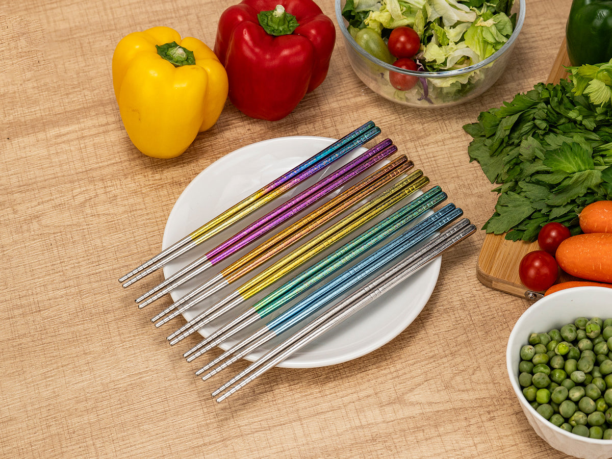 Boundless Voyage Colorful Titanium Chopsticks – Ultralight Non-Slip Reusable Chopsticks for Camping, Travel & Everyday Dining