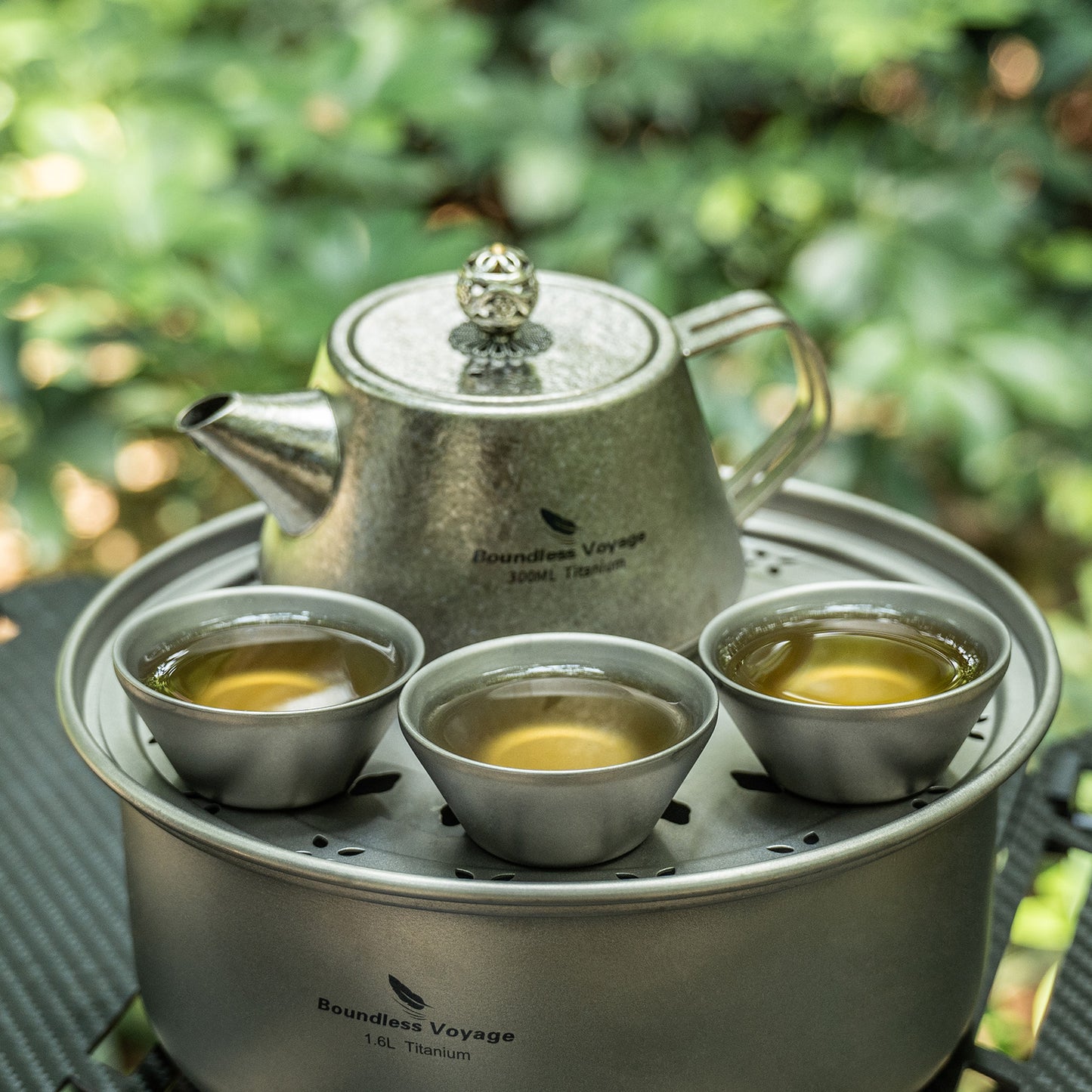 Boundless Voyage Titanium Double-Layer Mini Tea Cup Set – Portable Anti-Scald Camping Mug for Coffee, Liquor, Picnic & Hiking