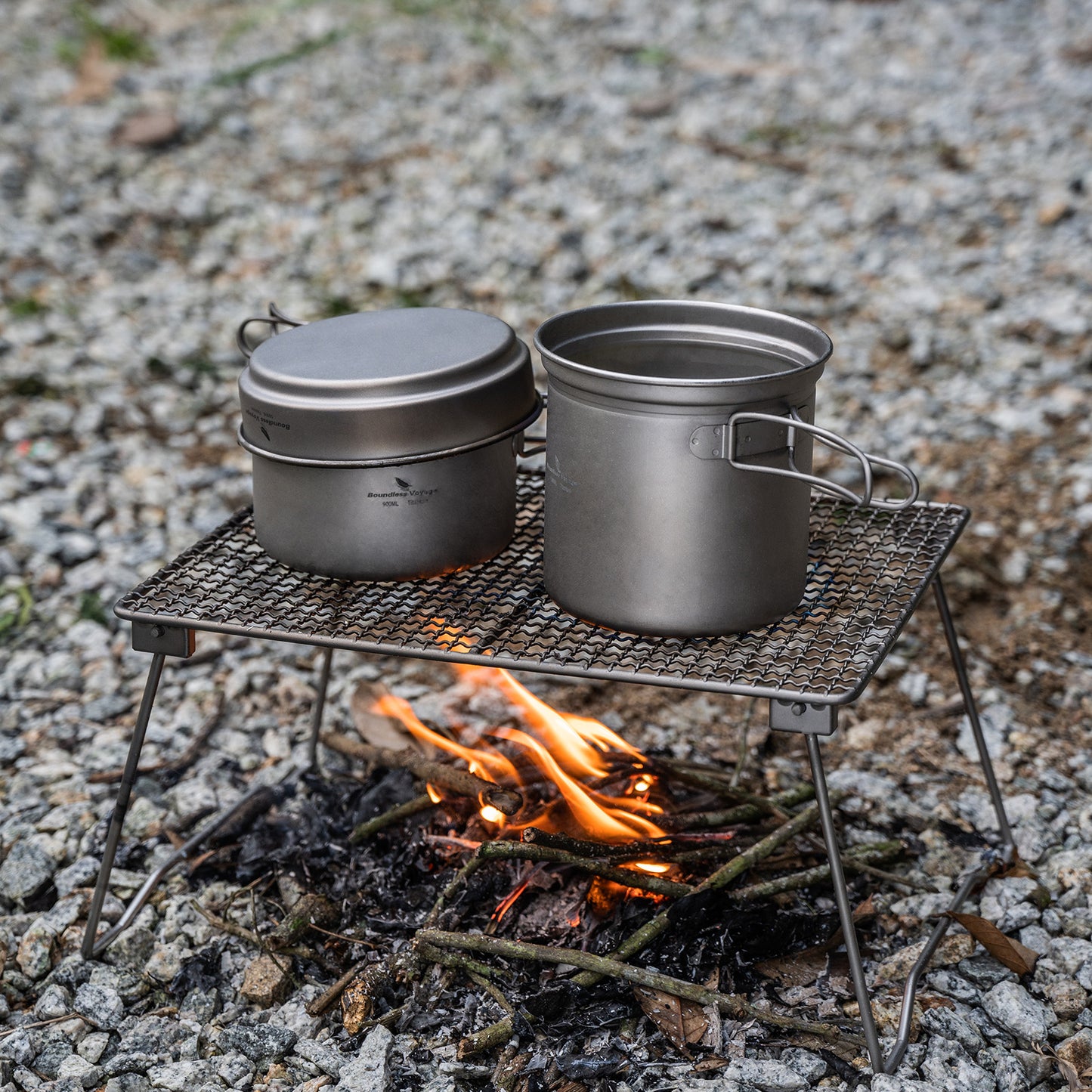 Boundless Voyage Titanium Cookware Set (3-Piece) – Ultralight Camping Pot, Pan & Cooking Set, Nesting TA1 Titanium Gear for Backpacking, Hiking & Outdoor Cookin