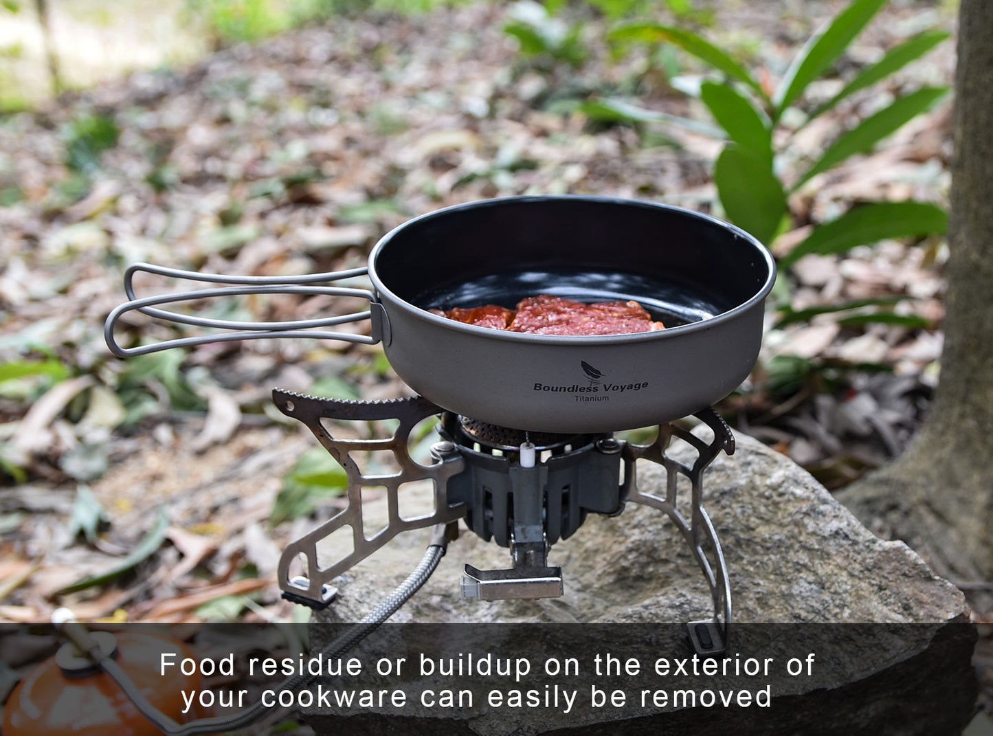Boundless Voyage Titanium Non-stick Frying Pan with Ceramic Coating – Folding Handle | Ultralight Outdoor Camping, Picnic & Hiking Skillet | Durable, Portable & Eco-Friendly Tableware