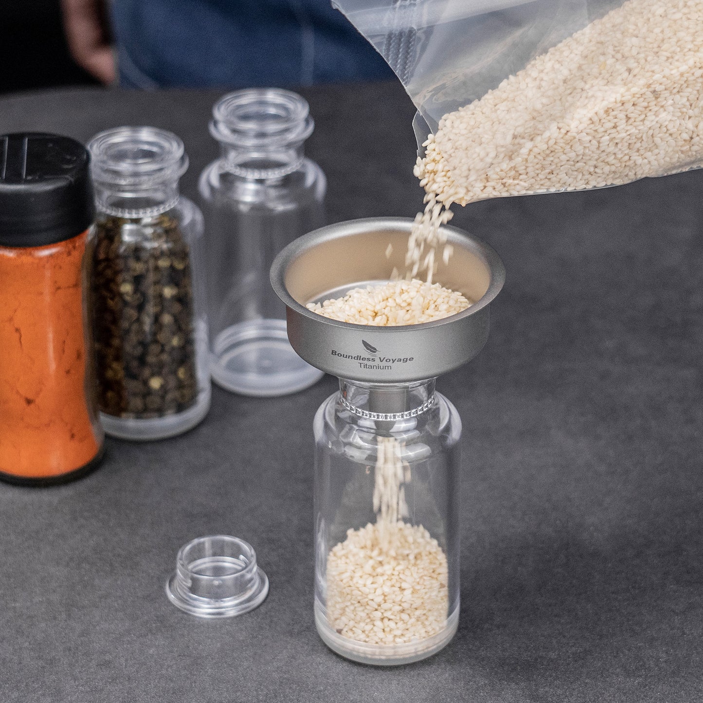 Boundless Voyage Ultralight Titanium Funnel | Food-Grade Portable Pouring Tool for Hip Flasks & Water Bottles | Mini Liquid & Powder Filter for Camping, Travel & Home Use