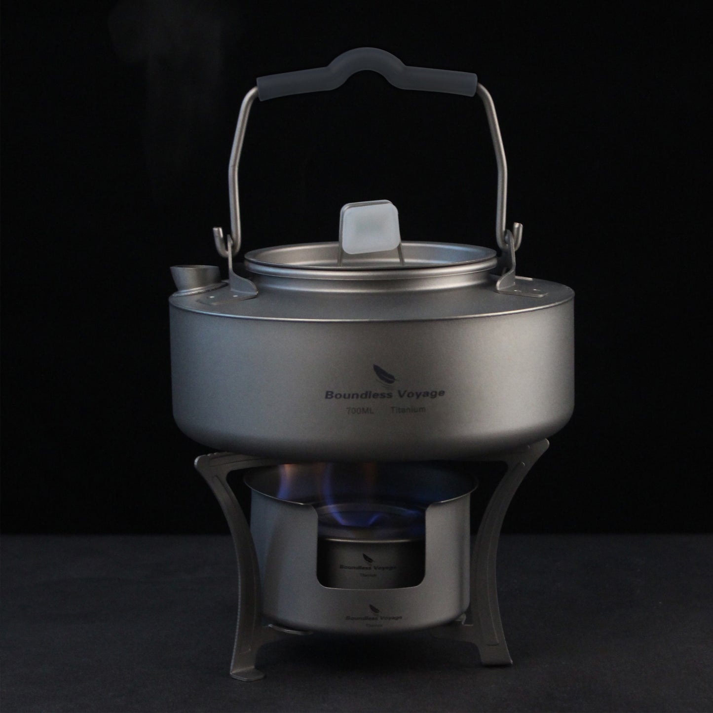 Boundless Voyage Titanium Alcohol Stove with Pot Stand – Ultralight Camping Burner Set for Backpacking, Hiking & Outdoor Cooking