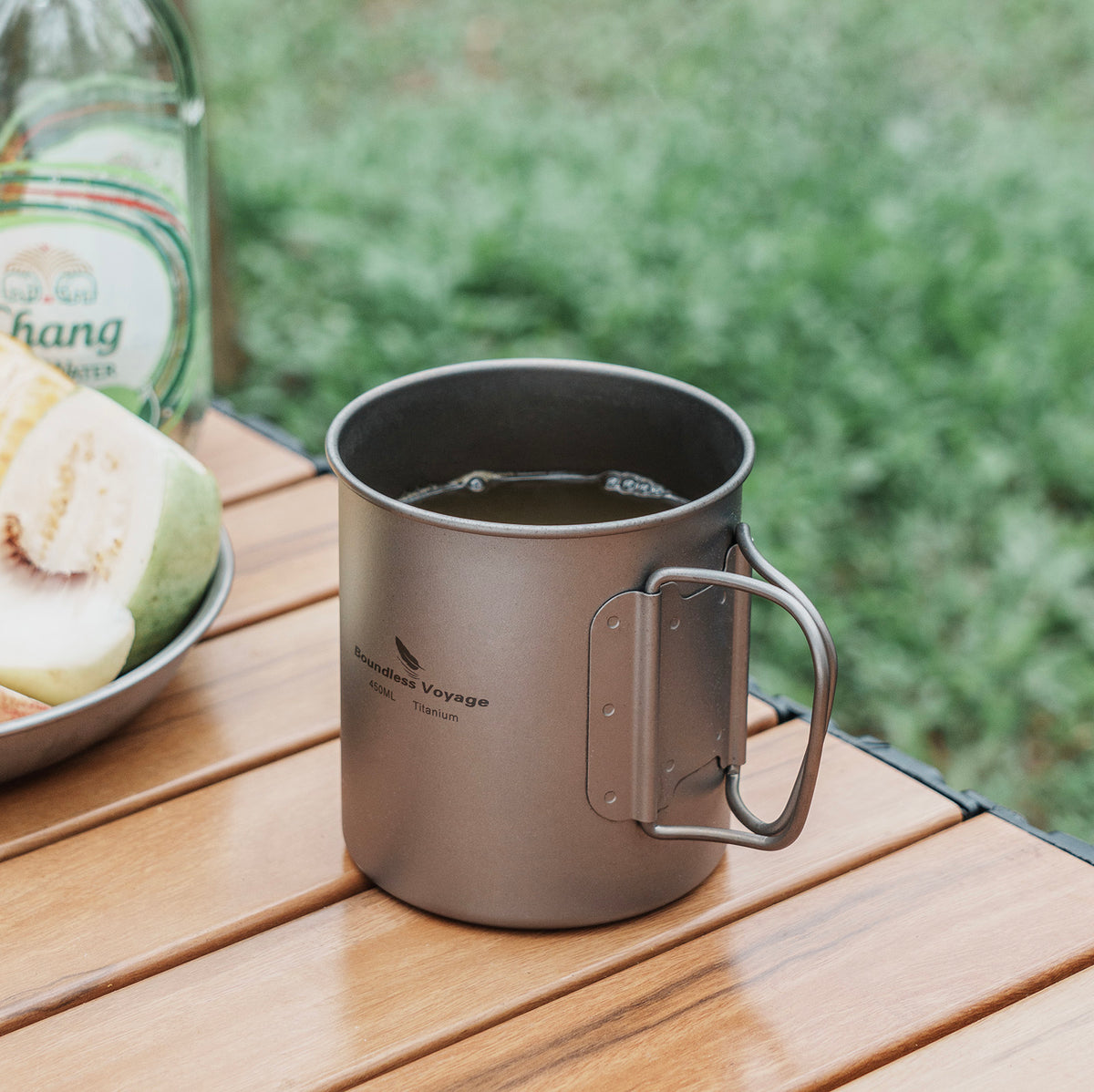 Boundless Voyage 450ml Titanium Cup with Lid – Ultralight Single-Wall Camping Coffee Mug & Small Cook Pot